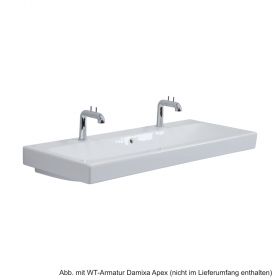 Geberit Waschtisch iCon 120 x 48,5cm mit 2 Hahnlöchern, weiß KeraTect