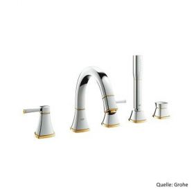 GROHE GRANDERA 5-Loch-Wannen-Kombination, 1/2",90°, Schlauch: 1500mm, chrom/gold