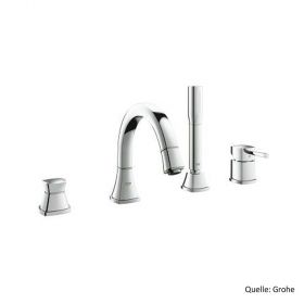 GROHE GRANDERA 4-Loch Wannenkombination, Metallbrauseschlauch 1500mm, chrom