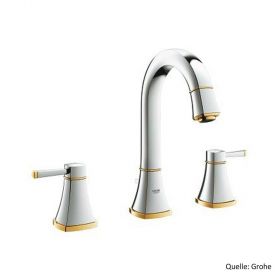 GROHE GRANDERA 3-Loch Waschtischbatterie, 1 1/4", hoher Auslauf, chrom/gold