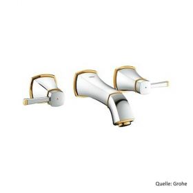 GROHE GRANDERA 3-Loch Waschtischbatterie, Wandmontage, Ausl. 177mm, chrom/gold