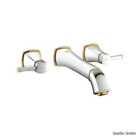 GROHE GRANDERA 3-Loch Waschtischbatterie, Wandmontage, Ausl. 234mm, chrom/gold