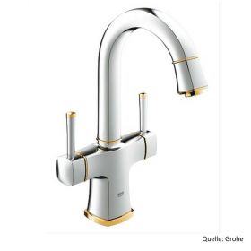 GROHE GRANDERA Zweigriff-Waschtischbatterie, 1 1/4", Einlochmont., chrom/gold