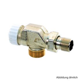 HEIMEIER Thermostat-Ventilunterteil V-exact II, Axialform, DN 15 (1/2"),Außengew.G 3/4, Rotguss vernickelt, 373002000