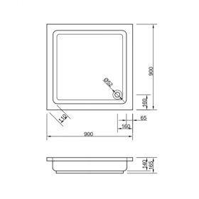 Duschwanne Cola E 90x90x14, beige