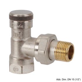 Danfoss Rücklaufverschraubung RLV 15, Eck-Ausführg., R 1/2", Rp 1/2", 003L0143