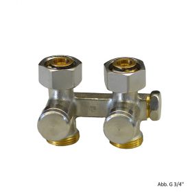 Danfoss Anschlussverschraubung RLV-K, Durchgang, R 1/2", G 3/4", matt vernickelt, 003L0280