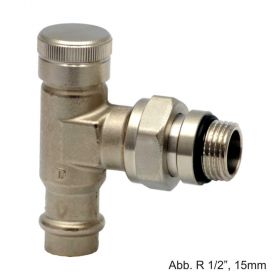 Danfoss Rücklaufverschraubung RLV Pressfit,selbstdicht.,Eck,R 1/2",15mm,003L1825