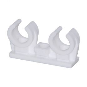 Rohrclip, doppelt, aus Kunststoff mit Gewindehülse, 12mm
