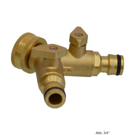 Messing Klick 3-Wege Ventil mit 2 Absperrventilen, IG x Klickstecker x Klickstecker, 3/4"