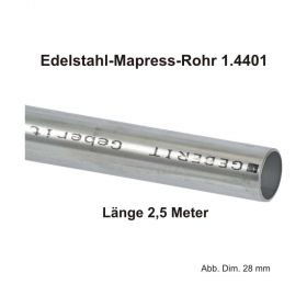 Geberit Mapress Edelstahl Systemrohr 1.4401, Länge 2,5m, 12 X 1,0 mm