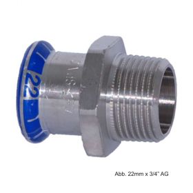 Geberit Mapress Edelstahl Übergangsstück AG, 18mm x 1/2"