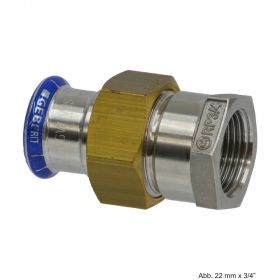 Geberit Mapress Edelstahl Übergangsverschraubung mit ÜWM Messing, 22mm x 3/4" IG