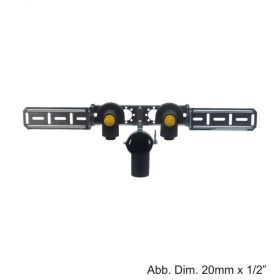 Geberit PushFit Anschlusswinkel 20mm x 1/2"RG, 2-fach, vormont., schallged., m. Ablaufrohrschelle