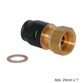 Geberit PushFit Übergang 25mm x 1" Rotguss, mit Überwurfmutter, flachdichtend