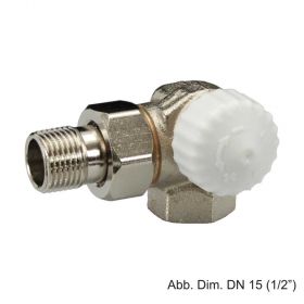 HEIMEIER Thermostat-Ventilunterteil V-exact II, Winkeleck/rechts, DN 15 (1/2"), Rotguss vernickelt, 371402000