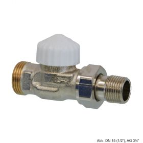 HEIMEIER Thermostat-Ventilunterteil V-exact II, Durchgang, DN 15 (1/2"),Außengew.G 3/4, vernickelt, 372002000