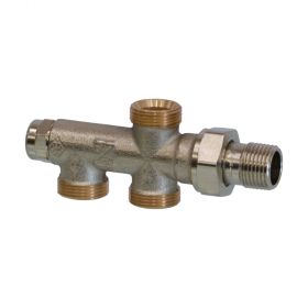 HEIMEIER DUOLUX Einrohrverteiler 50/50,DN15 (1/2") m. Absperrung, 380302000