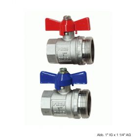 Kugelhahn 1" IG x 1" AG flachdichtend, 2 Stück Set