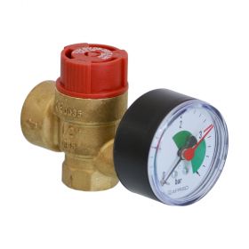 Membran-Sicherheitsventil mit Manometer für Heizungsanlagen 1/2" x 3/4" - 3 bar