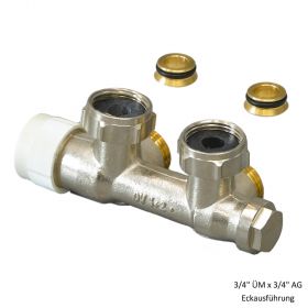 Oventrop Anschlussarm. Multiblock T, Ein/Zweirohr, 3/4" ÜM x 3/4" AG, Eck
