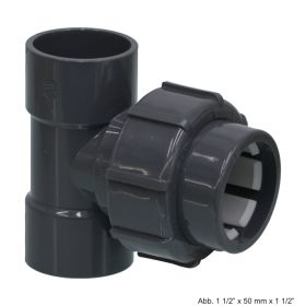 PVC-U Flex-Fit T-Stück 90°,Klebemuffe x Klemm x Klebemuffe,1 1/2" x 50mmx1 1/2"