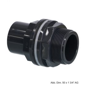 PVC-U Durchführung, Klebemuffe/Klebestutzen x AG, 10 bar, 75/90 mm x 3"