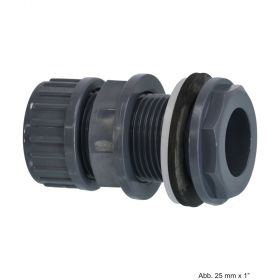 PVC-U Durchführung, Klemm x AG, 10 bar, 40 mm x 1 3/4"