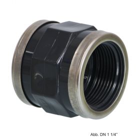 PVC-U Gewindemuffe mit Edelstahl Verstärkungsring, Innengewinde, 10 bar, 3"