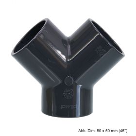 PVC-U Y-Stück, Klebemuffe, 10 bar, 63 mm