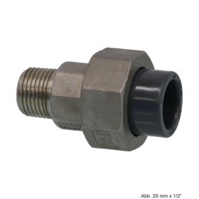 PVC-U/Edelstahl Verschraubg. mit PVC Einlegeteil,KlebemuffexAG,10bar,75mmx2 1/2"