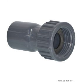 PVC-U 2/3 Kupplung, aus Rohr hergestellt, Klebemuffe x IG, 16 bar, 32mm x 1 1/4"