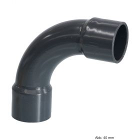 PVC-U Bogen 90°, aus Rohr hergestellt, Klebemuffe, 12,5 bar, 140 mm