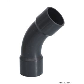 PVC-U Bogen 45°, aus Rohr hergestellt, Klebemuffe, 12,5 bar, 140 mm