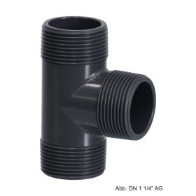 PVC-U T-Stück 90°, Außengewinde, 10 bar, 1 1/4"