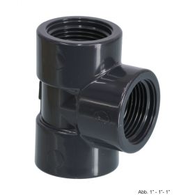 PVC-U T-Stück 90°, Innengewinde, 10 bar, 1"
