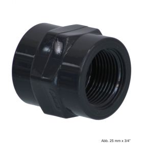 PVC-U Gewindemuffe, Klebemuffe x IG, 10 bar, 25 mm x 3/4"