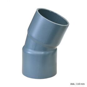 PVC-U Bogen 22°, aus Rohr hergestellt, Klebemuffe, 12,5 bar, 140 mm