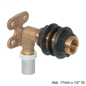 Roth RIS Wanddurchführung 17 mm x 1/2" IG (3/4" AG), Messing