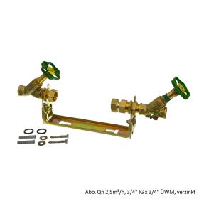 Wasserzählerbügel-m. Armaturen,waagerecht,verstellbar,Qn 2,5 m³/h,1"IGx1"ÜWM