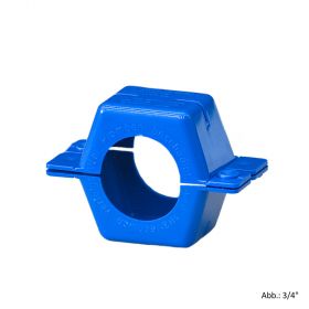 Plombierschelle Kunststoff, blau, komplette Schale, 1/2"