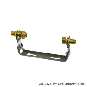 Wasserzähler-Anschlussgarnitur Qn 2.5, 1 1/4" x 1 1/4" Edelstahl verstellbar