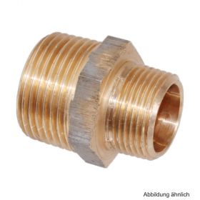 Rotguss Doppelnippel mit Gewinde, reduziert, Serie 3245, 1/4" x 1/8"