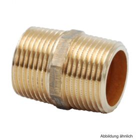 Rotguss Doppelnippel mit Gewinde, Serie 3280, 3/8"
