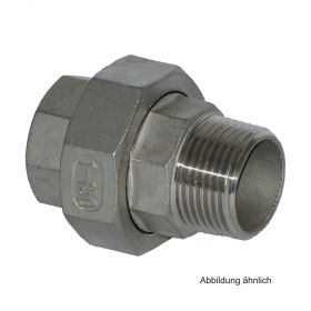 Edelstahl Verschraubung, 1 Innengewinde 1 Außengewinde,flachd.,Serie 331,1/8"