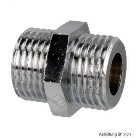 Verchromter Doppelnippel Sechskant, 1/4"