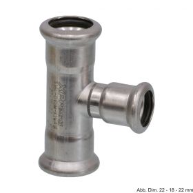 SEPPELFRICKE Edelstahl XPS130R, T-Stück reduziert, 108-22-108 mm