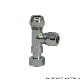 T-Stück mit Überwurfmutter 3/8" x QV 10 mm x QV 10 mm, verchromt