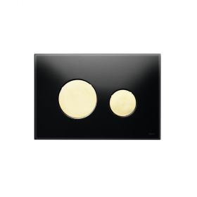 TECE Betätigungsplatte TECEloop Glas f. 2-Mengentechnik,Glas schwarz Tasten gold