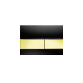 TECE Betätigungsplatte TECEsquere f. 2-Mengen-Technik,Glas schwarz Tasten gold